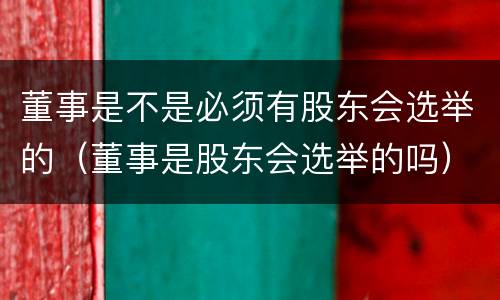 董事是不是必须有股东会选举的（董事是股东会选举的吗）