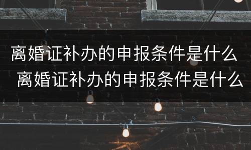 离婚证补办的申报条件是什么 离婚证补办的申报条件是什么意思