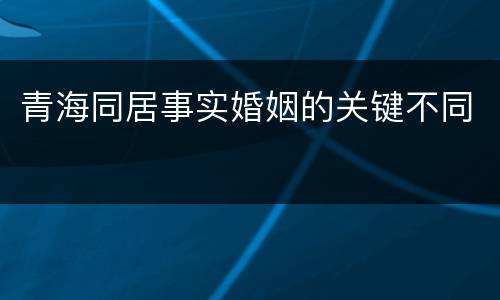 青海同居事实婚姻的关键不同