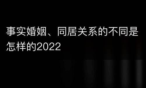 事实婚姻、同居关系的不同是怎样的2022