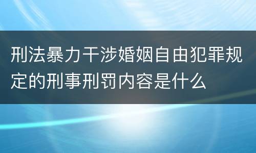 刑法暴力干涉婚姻自由犯罪规定的刑事刑罚内容是什么