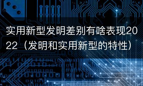 实用新型发明差别有啥表现2022（发明和实用新型的特性）