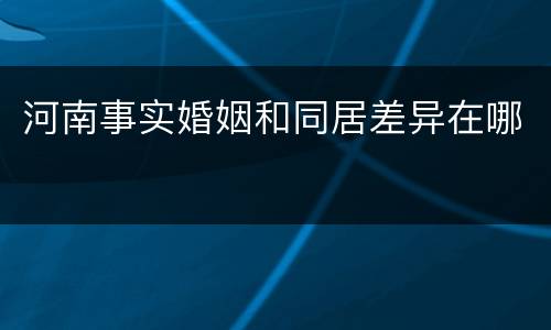河南事实婚姻和同居差异在哪