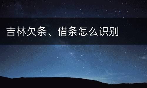 吉林欠条、借条怎么识别