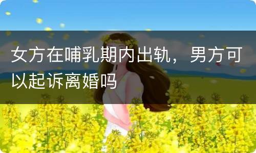 女方在哺乳期内出轨，男方可以起诉离婚吗