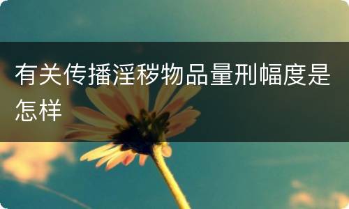 有关传播淫秽物品量刑幅度是怎样