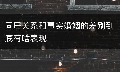 同居关系和事实婚姻的差别到底有啥表现