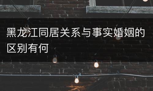 黑龙江同居关系与事实婚姻的区别有何