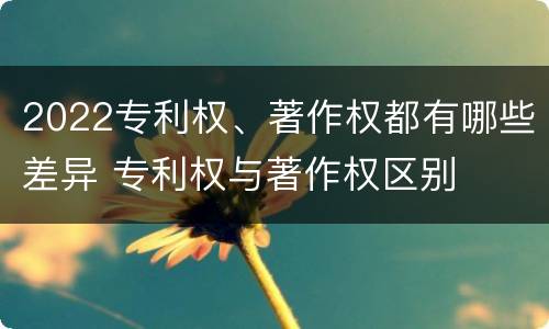 2022专利权、著作权都有哪些差异 专利权与著作权区别