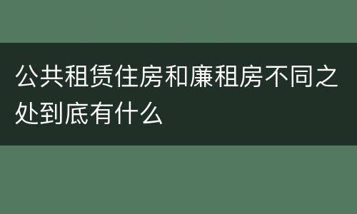 公共租赁住房和廉租房不同之处到底有什么