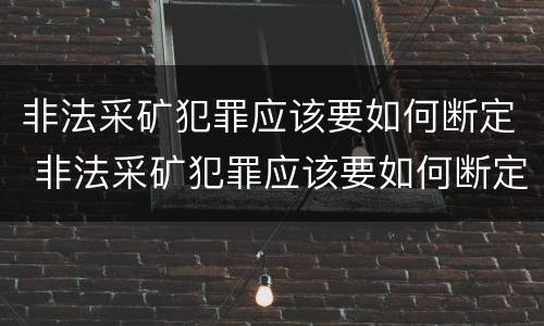 非法采矿犯罪应该要如何断定 非法采矿犯罪应该要如何断定关系