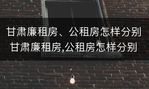甘肃廉租房、公租房怎样分别 甘肃廉租房,公租房怎样分别摇号