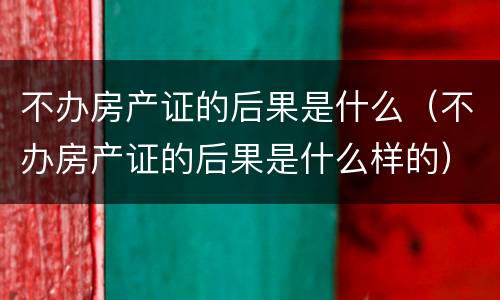 不办房产证的后果是什么（不办房产证的后果是什么样的）