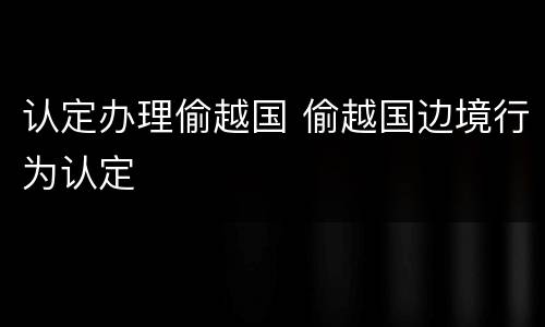 认定办理偷越国 偷越国边境行为认定