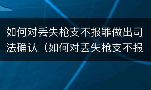如何对丢失枪支不报罪做出司法确认（如何对丢失枪支不报罪做出司法确认书）
