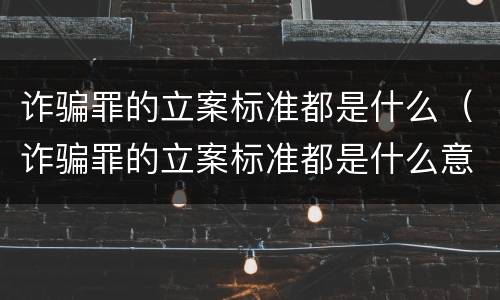 诈骗罪的立案标准都是什么（诈骗罪的立案标准都是什么意思）