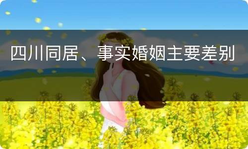 四川同居、事实婚姻主要差别