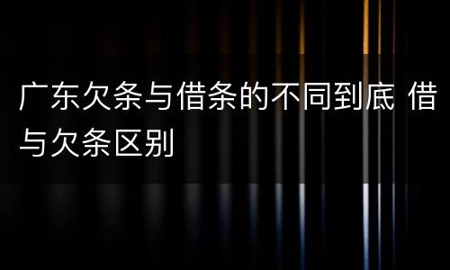 广东欠条与借条的不同到底 借与欠条区别