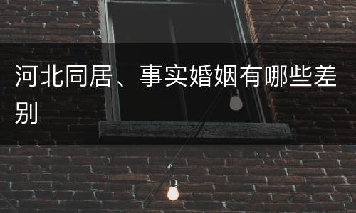 河北同居、事实婚姻有哪些差别
