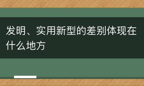 发明、实用新型的差别体现在什么地方