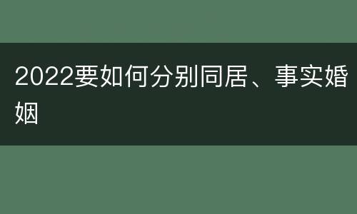 2022要如何分别同居、事实婚姻