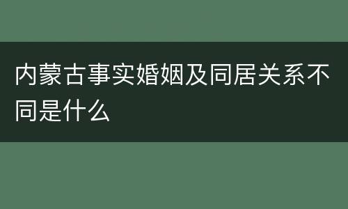 内蒙古事实婚姻及同居关系不同是什么