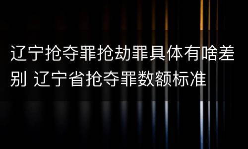 辽宁抢夺罪抢劫罪具体有啥差别 辽宁省抢夺罪数额标准