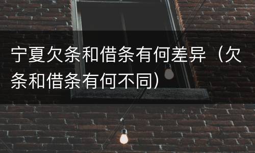 宁夏欠条和借条有何差异（欠条和借条有何不同）