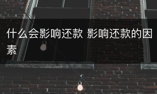 什么会影响还款 影响还款的因素