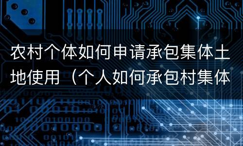 农村个体如何申请承包集体土地使用（个人如何承包村集体的土地）