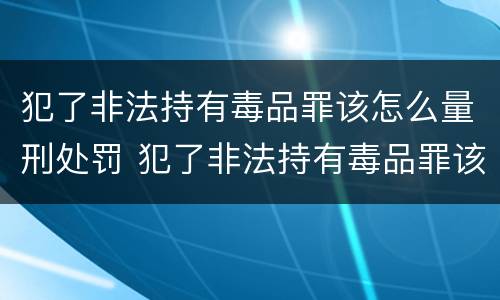 犯了非法持有毒品罪该怎么量刑处罚 犯了非法持有毒品罪该怎么量刑处罚标准