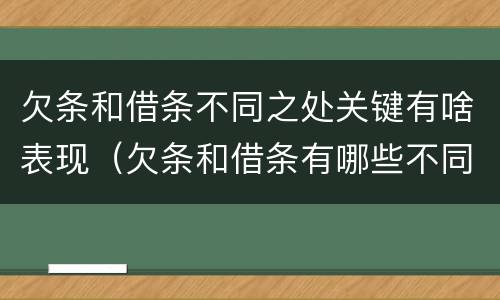 欠条和借条不同之处关键有啥表现（欠条和借条有哪些不同点）