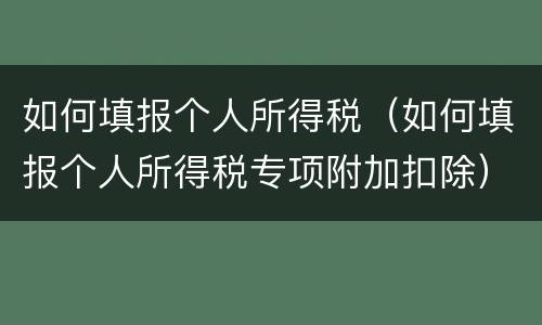 如何填报个人所得税（如何填报个人所得税专项附加扣除）