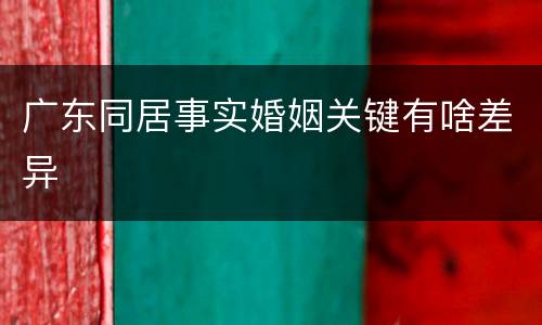 广东同居事实婚姻关键有啥差异
