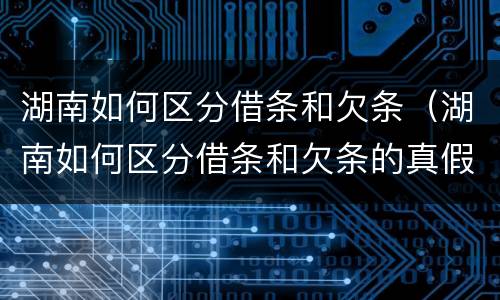 湖南如何区分借条和欠条（湖南如何区分借条和欠条的真假）