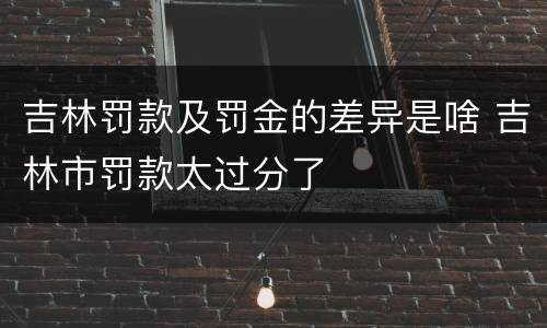 吉林罚款及罚金的差异是啥 吉林市罚款太过分了