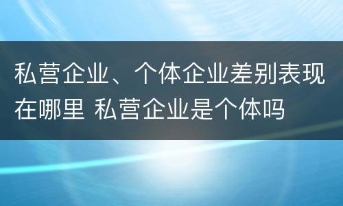 私营企业、个体企业差别表现在哪里 私营企业是个体吗