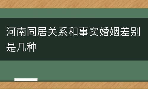 河南同居关系和事实婚姻差别是几种