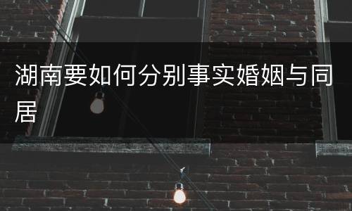 湖南要如何分别事实婚姻与同居
