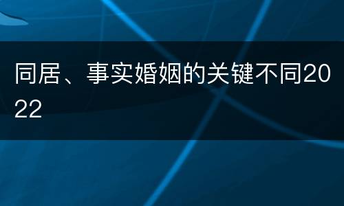 同居、事实婚姻的关键不同2022
