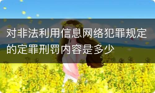 对非法利用信息网络犯罪规定的定罪刑罚内容是多少