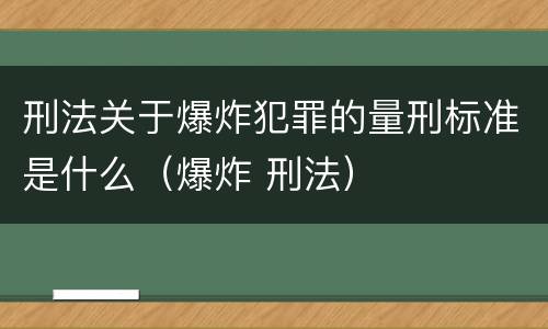 刑法关于爆炸犯罪的量刑标准是什么（爆炸 刑法）
