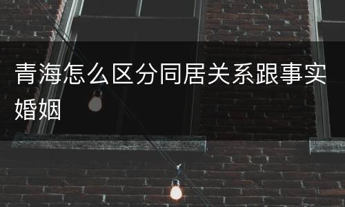 青海怎么区分同居关系跟事实婚姻
