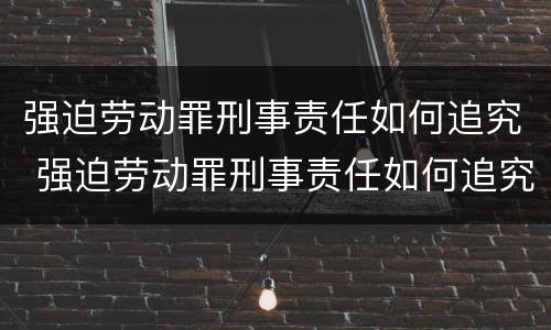 强迫劳动罪刑事责任如何追究 强迫劳动罪刑事责任如何追究的
