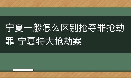宁夏一般怎么区别抢夺罪抢劫罪 宁夏特大抢劫案