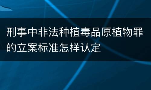 刑事中非法种植毒品原植物罪的立案标准怎样认定