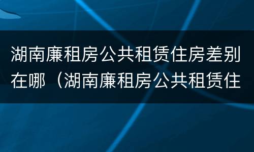 湖南廉租房公共租赁住房差别在哪（湖南廉租房公共租赁住房差别在哪查）