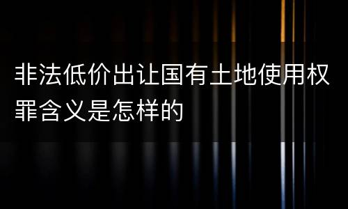 非法低价出让国有土地使用权罪含义是怎样的