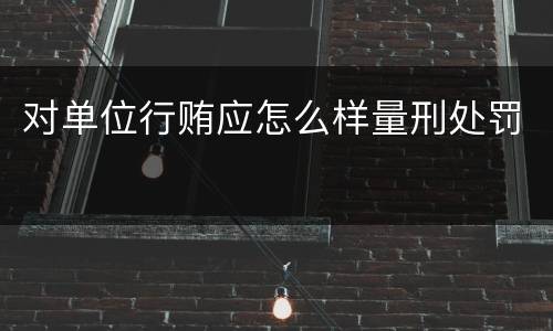 对单位行贿应怎么样量刑处罚