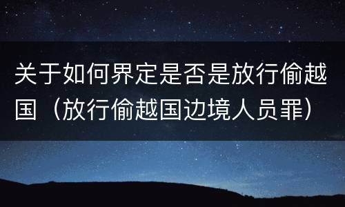 关于如何界定是否是放行偷越国（放行偷越国边境人员罪）